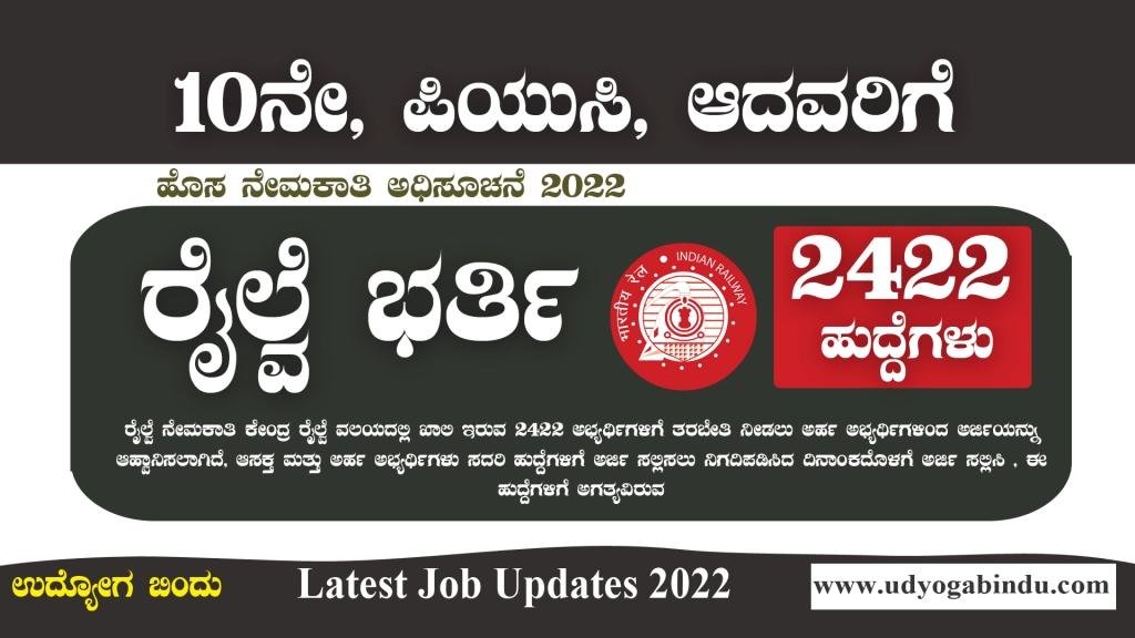 ರೈಲ್ವೆ ಇಲಾಖೆಯಲ್ಲಿ 2422 ದೊಡ್ಡ ನೇಮಕಾತಿ 2023 - Central Railway