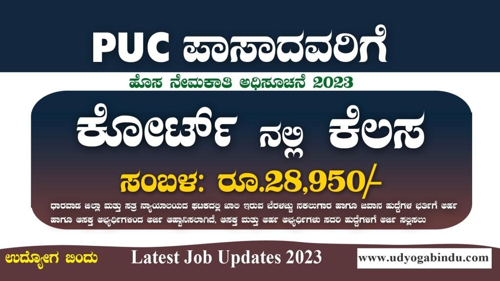 PUC ಪಾಸಾದವರಿಗೆ ಕೋರ್ಟ್ ನಲ್ಲಿ ಖಾಯಂ ಹುದ್ದೆಗಳು - District Court Recruitment 2023