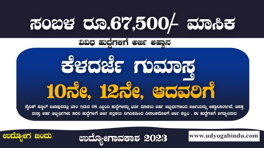 ಕೆಳದರ್ಜೆ ಗುಮಾಸ್ತ ಹುದ್ದೆಗಳು - ಎಸೆಸೆಲ್ಸಿ ಪಿಯುಸಿ ಪಾಸಾದವರಿಗೆ