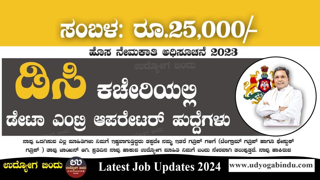 ಡಿಸಿ ಕಚೇರಿ ಡೇಟಾ ಎಂಟ್ರಿ ಆಪರೇಟರ್ ಹುದ್ದೆಗಳು- DC Office Yadgir Recruitment 2024