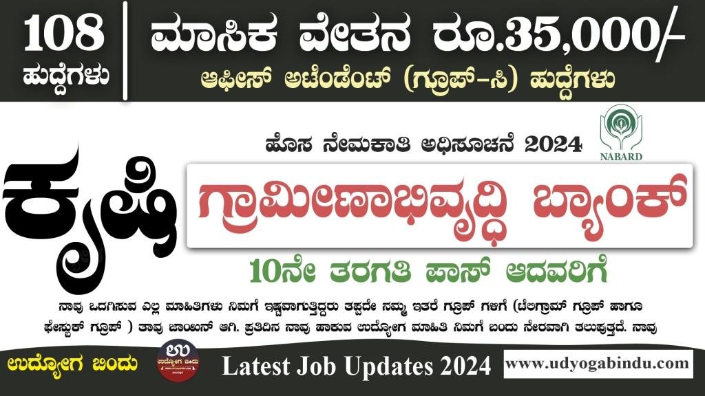 ಆಫೀಸ್ ಅಟೆಂಡೆಂಟ್ (ಗ್ರೂಪ್-ಸಿ) ನೇಮಕಾತಿ 2024 - NABARD Recruitment 2024 - Complete Details