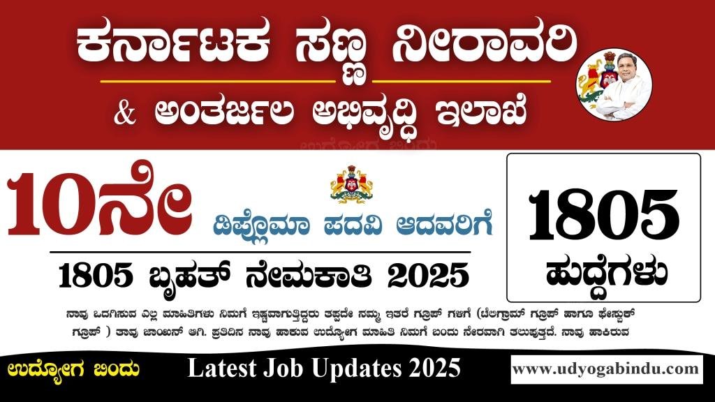 ಸಣ್ಣ ನೀರಾವರಿ ಮತ್ತು ಅಂತರ್ಜಲ ಅಭಿವೃದ್ಧಿ ಇಲಾಖೆ ನೇಮಕಾತಿ 2025 - Karnatak Minor Irrigation Ground Water Development Recruitment 2025