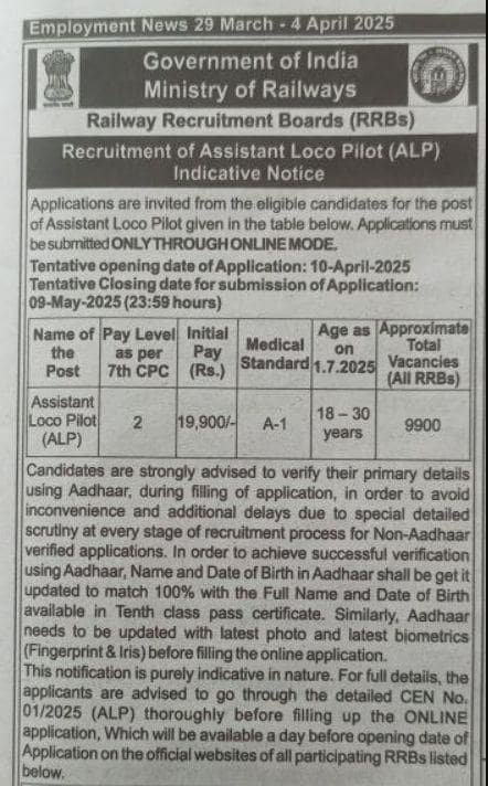 RRB-ALP-2025-Short-Notification