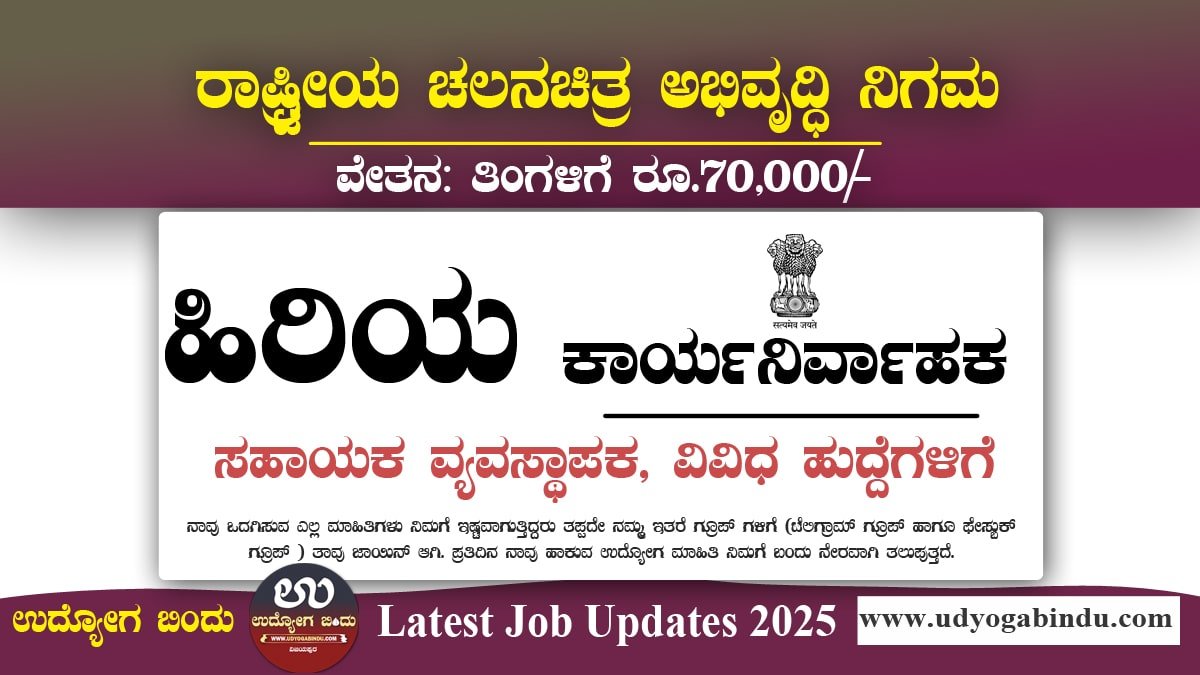 ಹಿರಿಯ ಕಾರ್ಯನಿರ್ವಾಹಕ ಹಾಗೂ ವಿವಿಧ ಖಾಲಿ ಹುದ್ದೆಗಳಿಗೆ ಅರ್ಜಿ ಅಹ್ವಾನ - NFDC Recruitment 2025