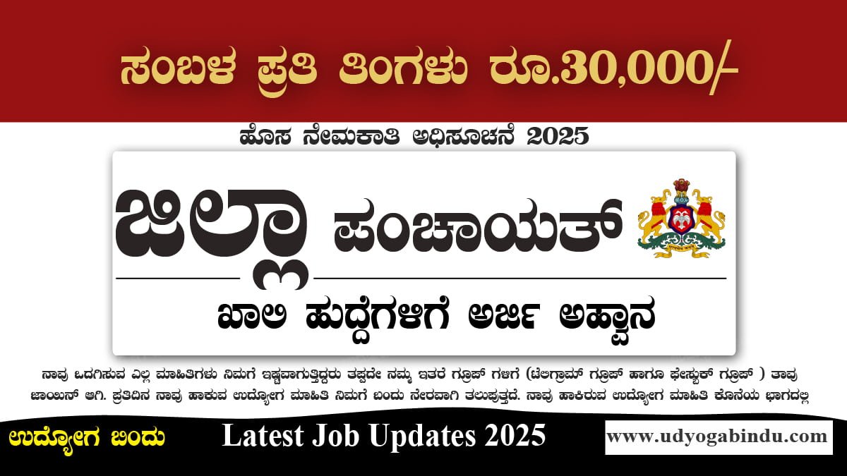 ಜಿಲ್ಲಾ ಪಂಚಾಯತ್ ನೇಮಕಾತಿ ಅಧಿಸೂಚನೆ 2025 - ಹೊಸ ಉದ್ಯೋಗ ಅವಕಾಶ!